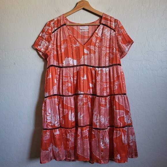 Urban Outfitters Dresses & Skirts - Urban Outfitters Pippa Chiffon Babydoll Tiered Mini Dress Orange Size Women's S